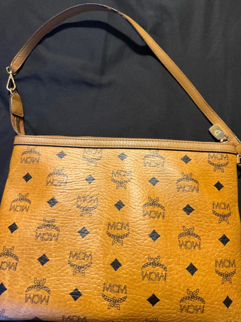 MCM Cognac Visetos Monogram Crossbody Shoulder Bag